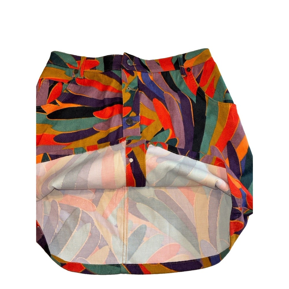 Farm Rio Kiki Multi Color Corduroy Button Up Mini Skirt Size Large - Picture 6 of 8